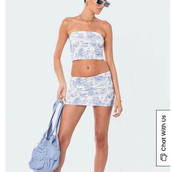 Edikted Delft Print blue and white two-piece set size M mint condition - Picture 4 of 13